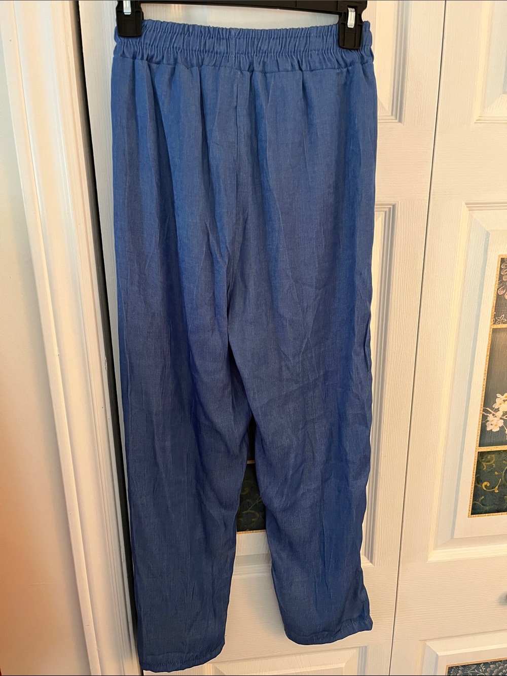 🍎Casual Blue Drawstring Lounge Pants with Patch - Picture 3 of 6